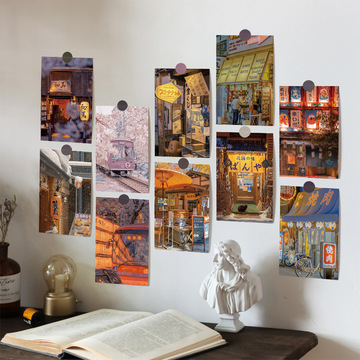 10张日式居酒屋卡片新款家居出租屋墙上学生桌面复古自粘装饰墙贴