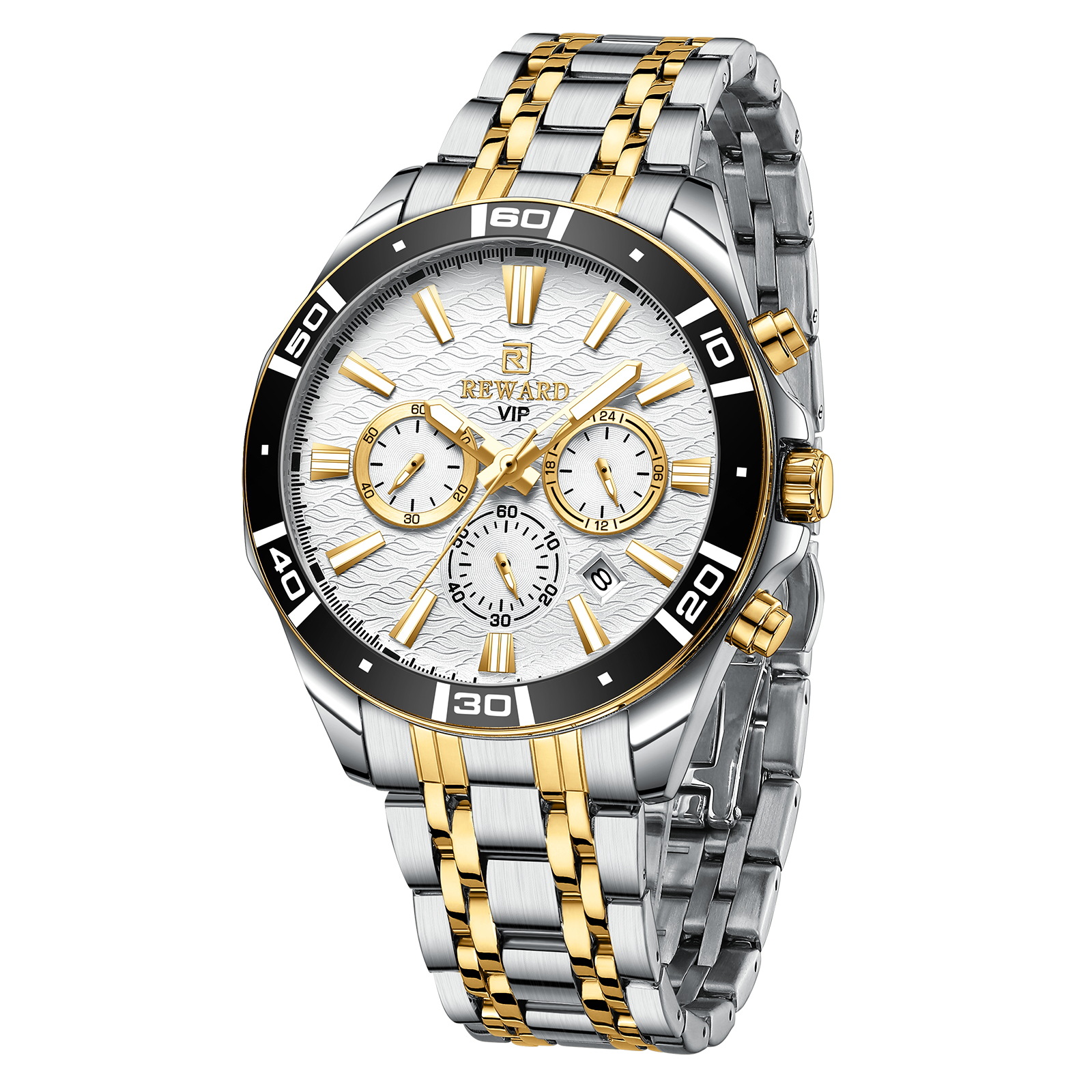 reward多功能男士运动手表计时防水夜光男手表钢带日历礼品手表