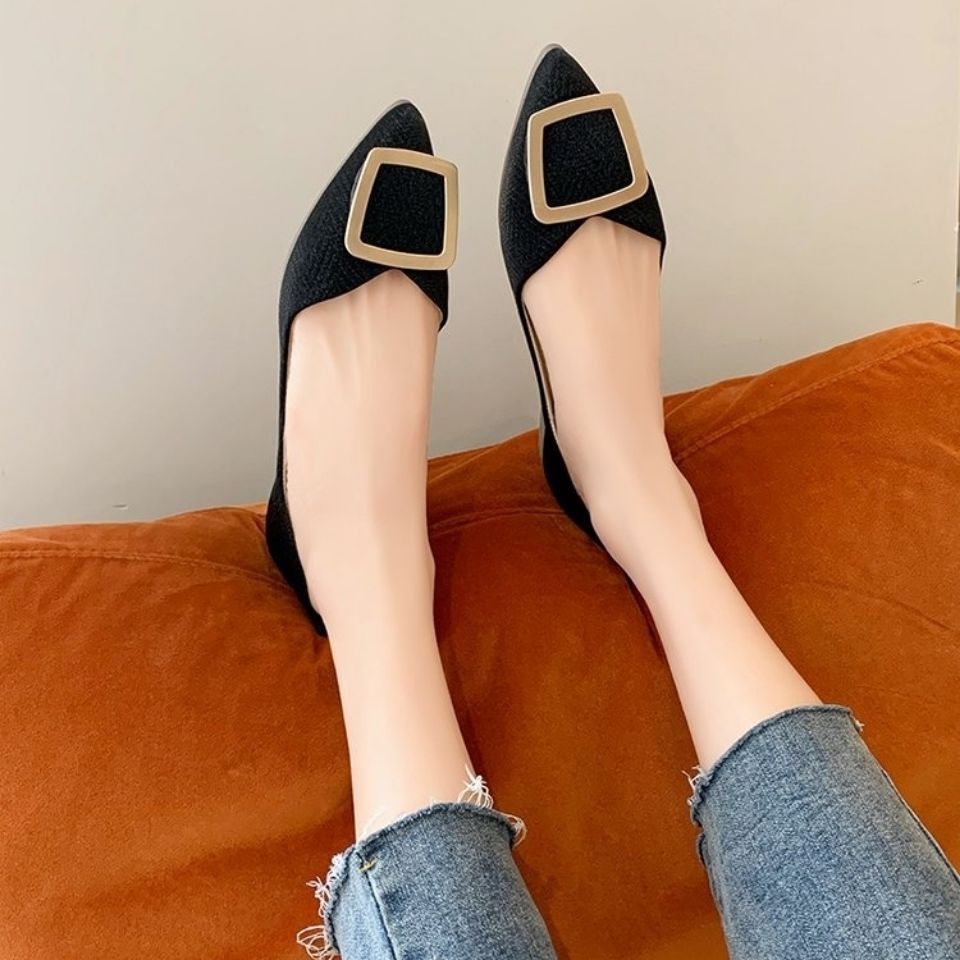 【48小时发货】平底鞋女2022春新款百搭软底浅口尖头单鞋网红鞋