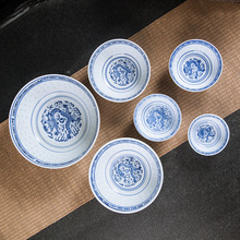 批发景德镇陶瓷怀旧米饭碗面碗商用青花玲珑老式碗中式双皮奶碗甜