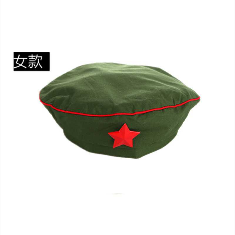 女兵帽 老式解放帽 女式无檐帽 65绿军帽红卫兵女军帽表演道具帽