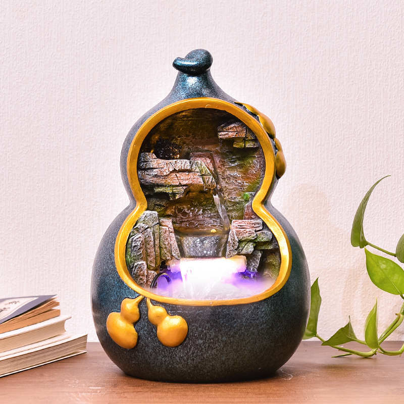 土宫葫芦流水生财摆件客厅家居公司酒店开业装饰循环水景喷泉加湿