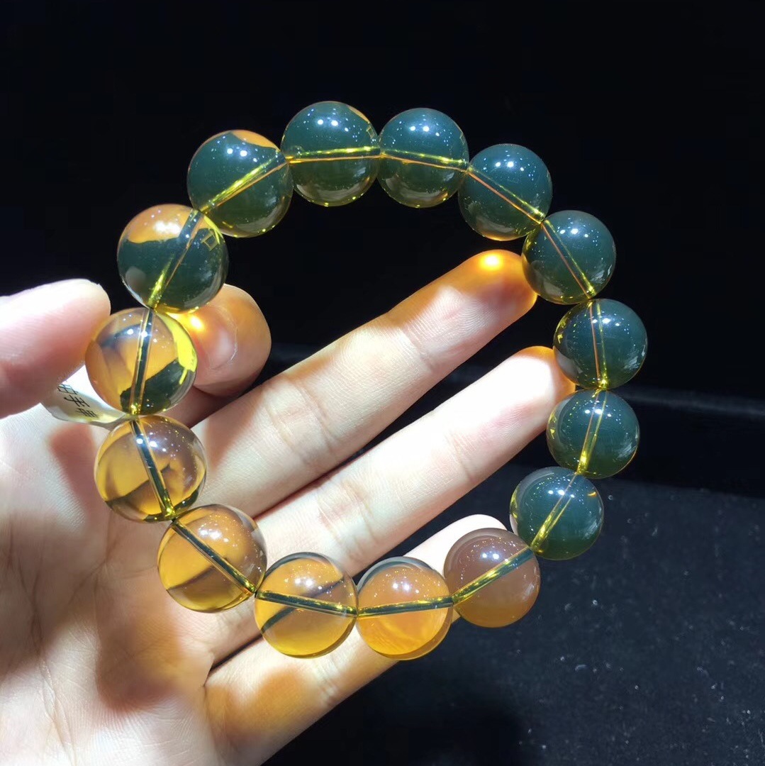 天然墨西哥蓝珀手链 3a净水蓝珀手链手串 天然蓝珀大手链批发