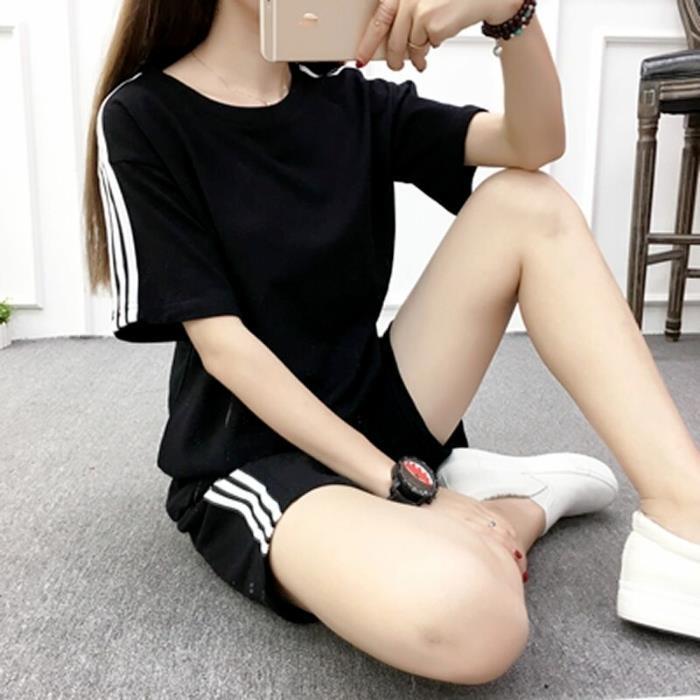 女中学生中考体育运动服女套装短款短衣短裤一套衣服短t恤女潮流