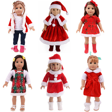 圣诞娃娃衣服45厘米美国女孩娃娃衣服洋娃娃公仔衣服换装娃衣批发