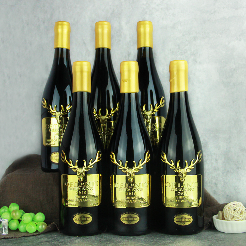 澳大利亚进口鹿王干红葡萄酒源头厂家大鹿头金属标礼盒