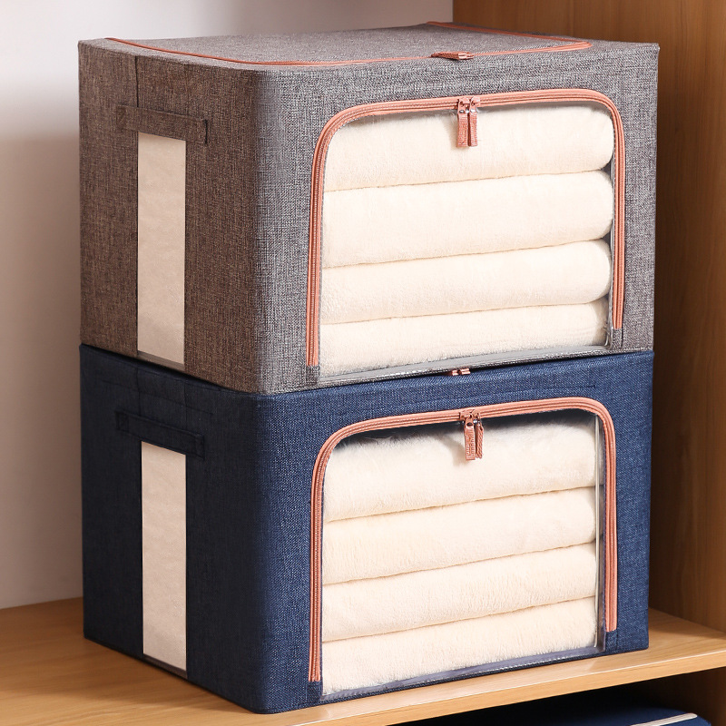 Large Window Quilt Storage Box Clothes Storage Box Cotton and Linen Storage Box Folding Steel Frame Storage Box Storage Box Thickened