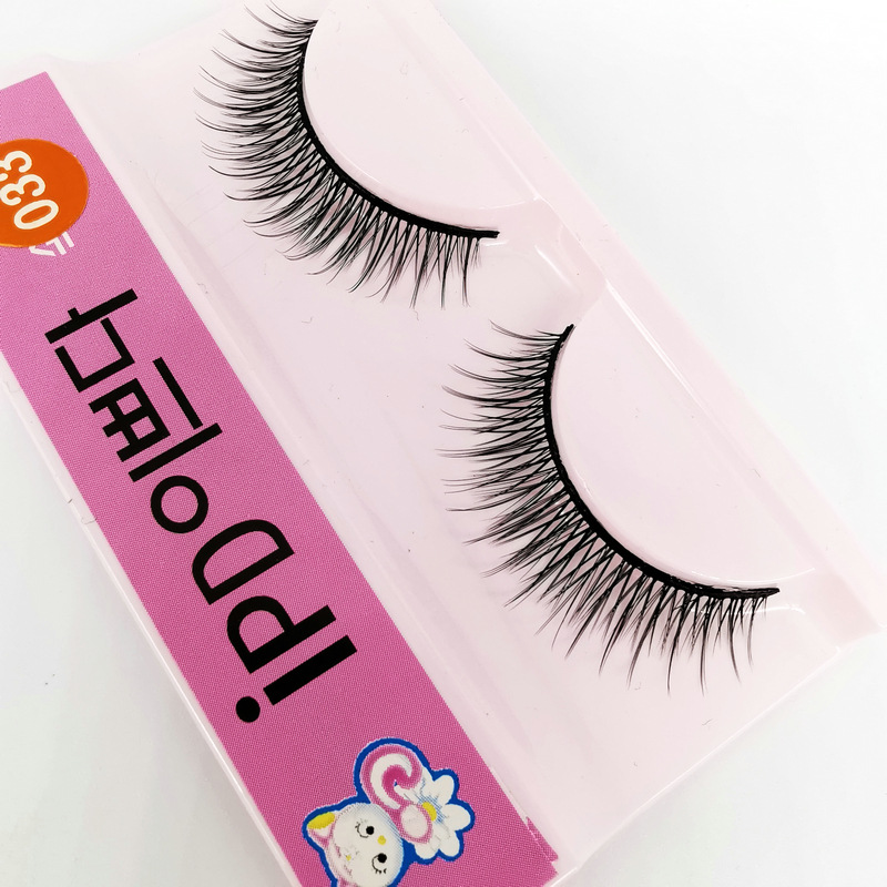 Korean Kitten False Eyelashes 033 Black Stem Extremely Fine Hair Natural Cross 10 Pairs Eyelash Factory Wholesale