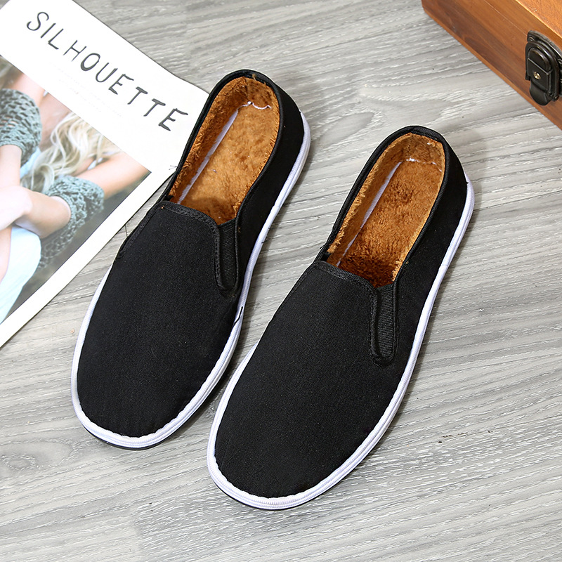 SOURCE Factory New Old Beijing Cloth Shoes Men's Soft Soled Velvet Cotton Shoes Strong Cloth Soles Black Cloth Shoes Stall Stall Wholesale