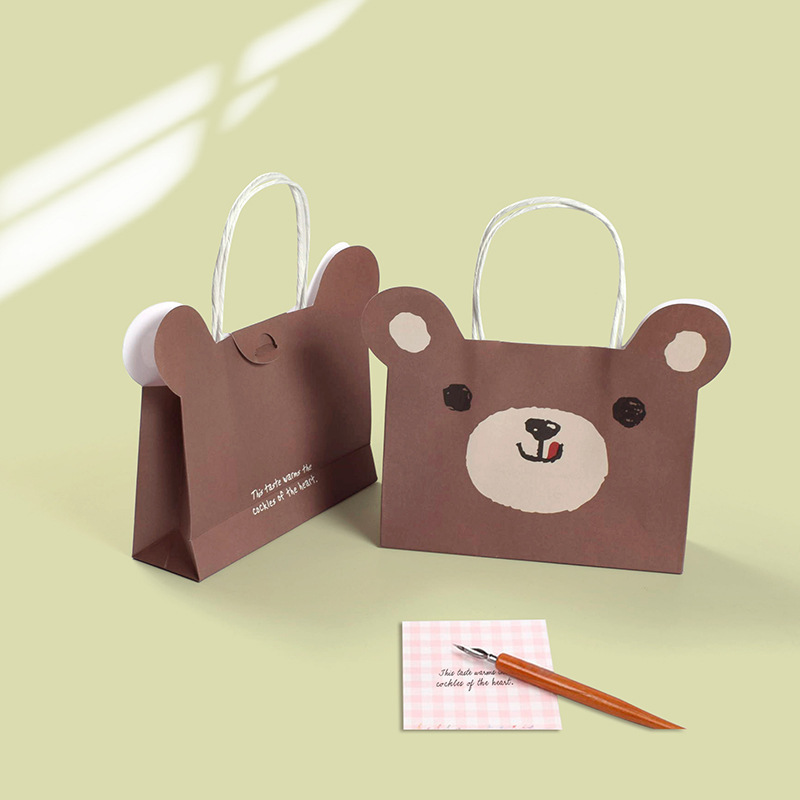 Ins Style in Stock Wholesale New Cartoon Animal Shaped Handbag Candy Food Paper Bag Gift Bag Empty Bag