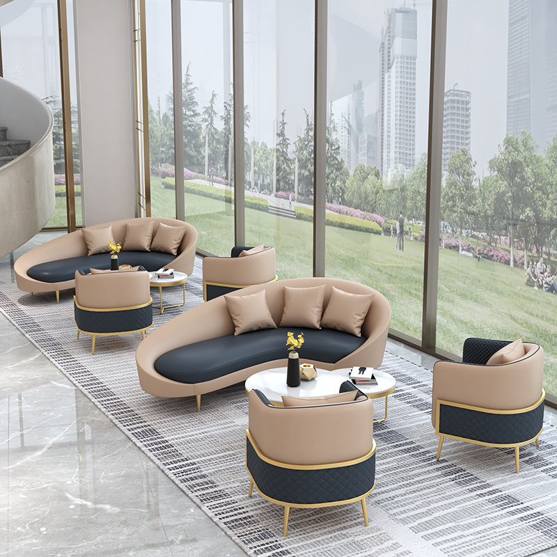 酒店大堂美容院沙发办公贵宾休闲商务接待沙发售楼处洽谈桌椅组合