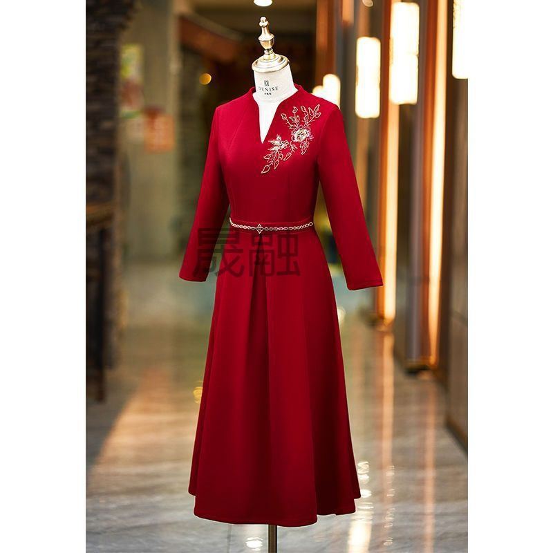 cy高端大气喜婆婆婚宴装高贵2024新款喜妈妈旗袍结婚礼服秋款七分