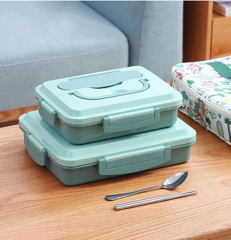 学生便携保温饭盒304不锈钢分格加热保温午餐盒便当盒带餐具餐盒