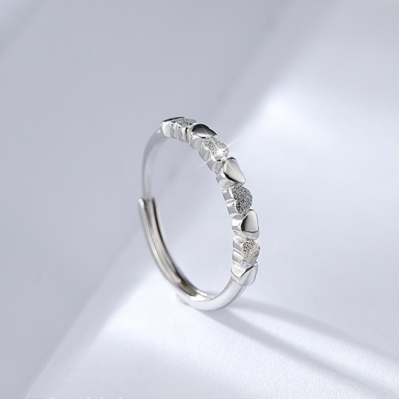 玉弘2024新款爱心款戒指简约百搭气质可调节食指女戒饰品工厂直销