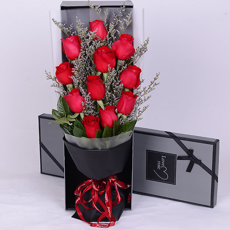 520情人节真花红玫瑰礼盒花束鲜花速递同城配送花店女友生日花卉