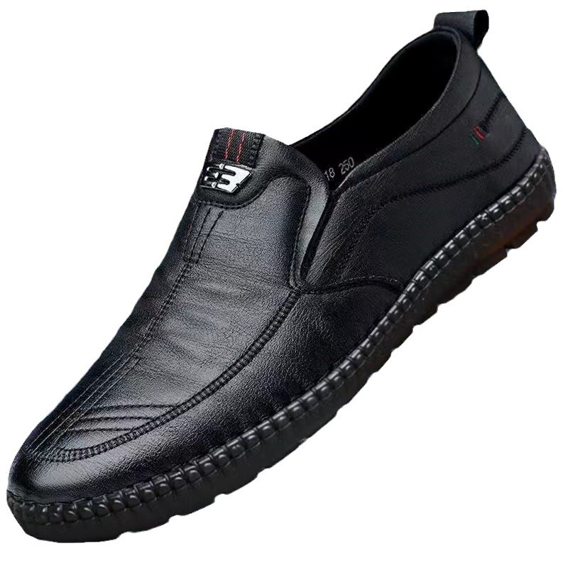 New 2023 Men's Leather Shoes Soft Bottom Soft Surface Business Casual Shoes Daddy's Shoes for Middle-Aged and Elderly People Stylish Driving Peas Shoes