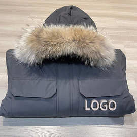 08款大鹅新升级羽绒服工装多口袋男女同款情侣大毛领保暖加厚外套