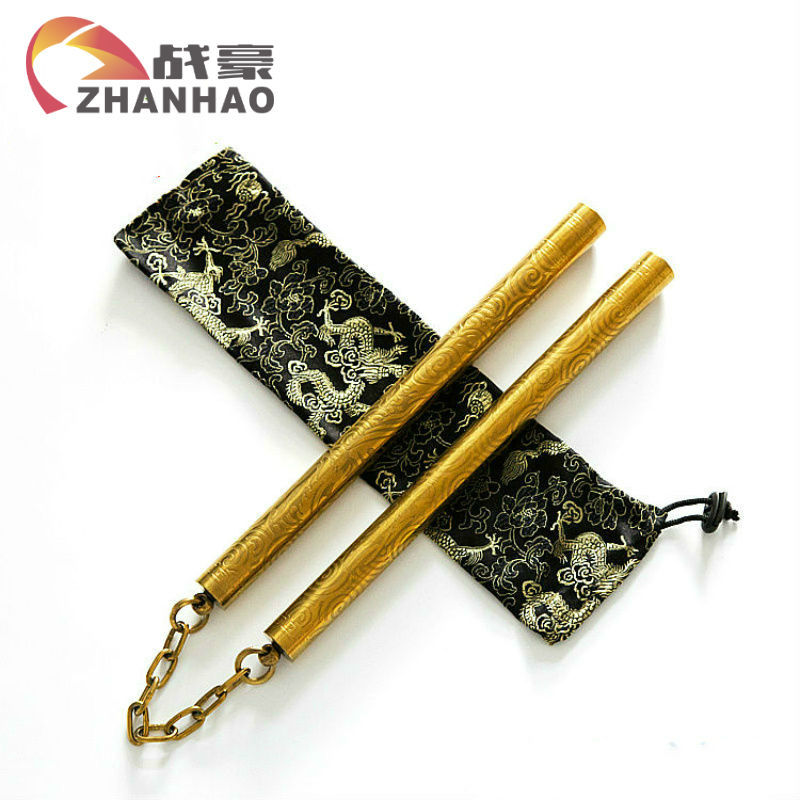金色龙纹表演双节棍防滑实战二节棍练习双截棍浮雕儿童两节棍
