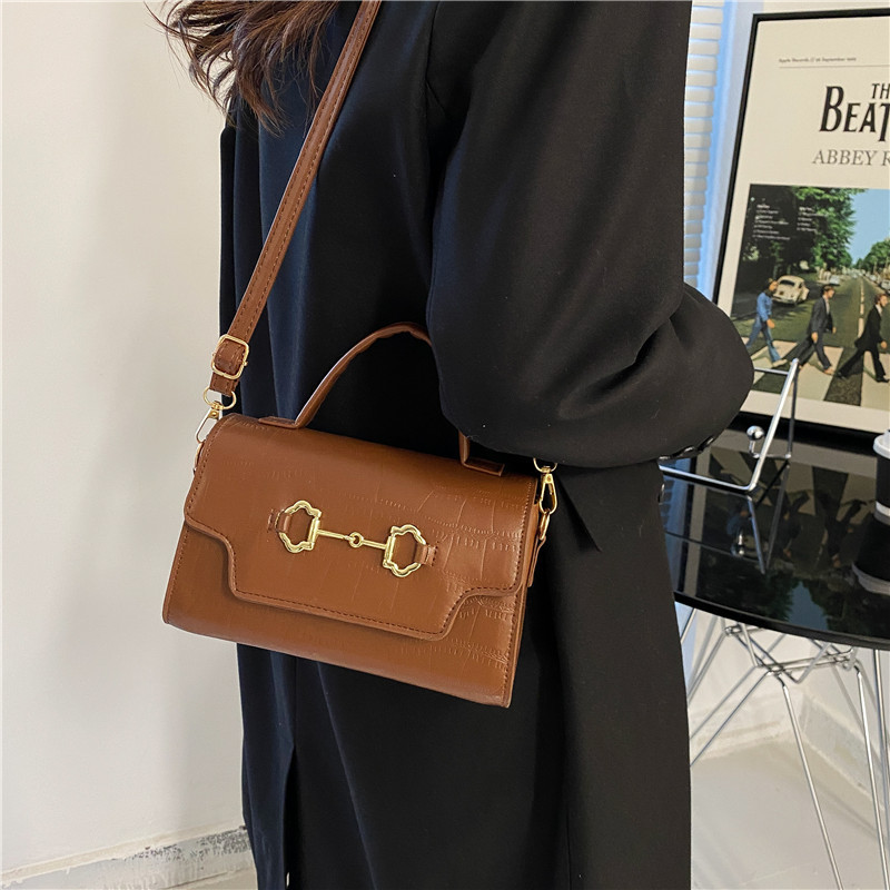 Handbags Spring and Autumn 2022 New Trendy Korean Ins Fashion Simple Shoulder Bag Retro Textured Crossbody Small Square Bag