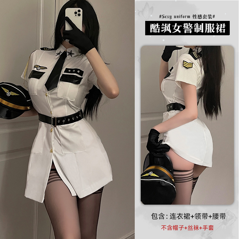 Duti Sexy Policewoman Uniform Seductive Sexy Lingerie Role Playing Stewardess Hot Free off Passion Suit