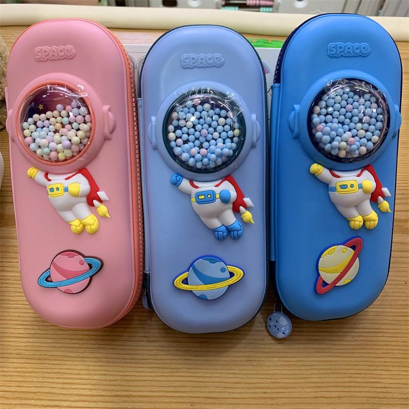 太空人流沙笔盒宇航员星球大容量笔袋航天员硅胶立体拉链铅笔盒批