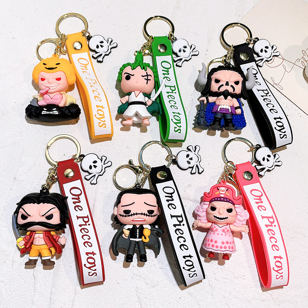 Super New One Piece Keychain Luffy Seven Warlords of the Sea Essoron Key Chain Dragon Ball Doll Men and Women's Pendants