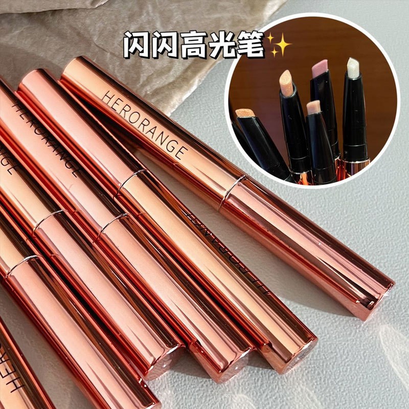 Herorange ~ Shiny Clear Flashing Diamond in the Debris Ice Diamond Eye Shadow Pen Eye Shadow Stick Pearl Student Cheap Cross-Border