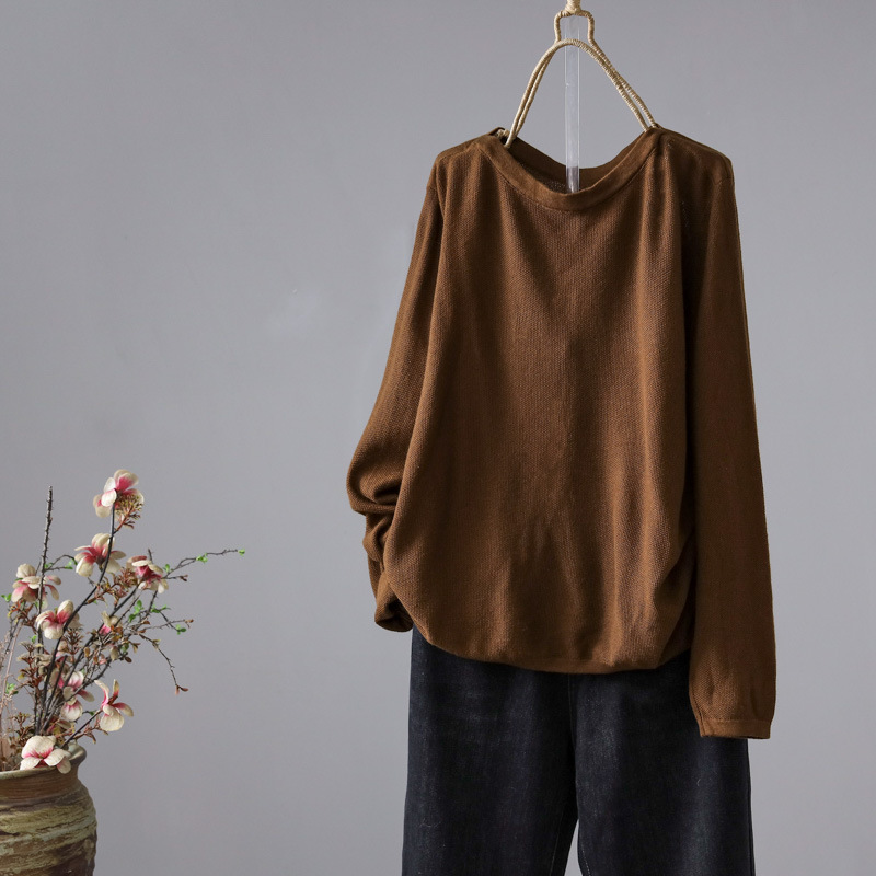 批发纯色2024年新款百搭毛针织衫套头棉线针织柔软宽松上衣女毛衣