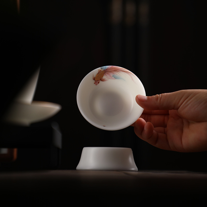 瓷语颠 渡景山房陶瓷白瓷茶具茶漏器茶滤茶水过滤网泡茶配件神器