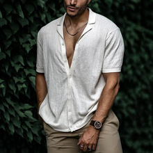 欧美夏季男装新款 外贸亚马逊休闲宽松开衫针织短袖纯色t恤BK0010