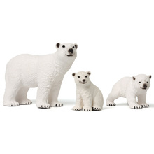 儿童认知仿真动物模型动物一家北极熊一家儿童玩具摆件