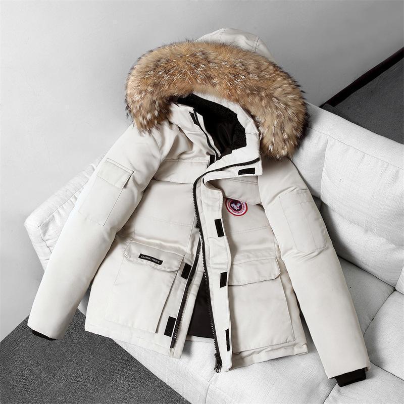 加拿大情侣户外工装羽绒服男2021年新款日系潮流毛领加厚鹅外套男