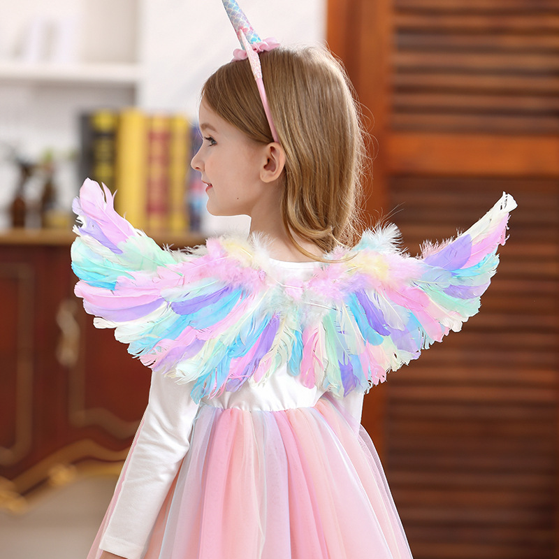燕型翅膀儿童天使羽毛翅膀 天使彩虹翅膀表演舞台演出-阿里巴巴