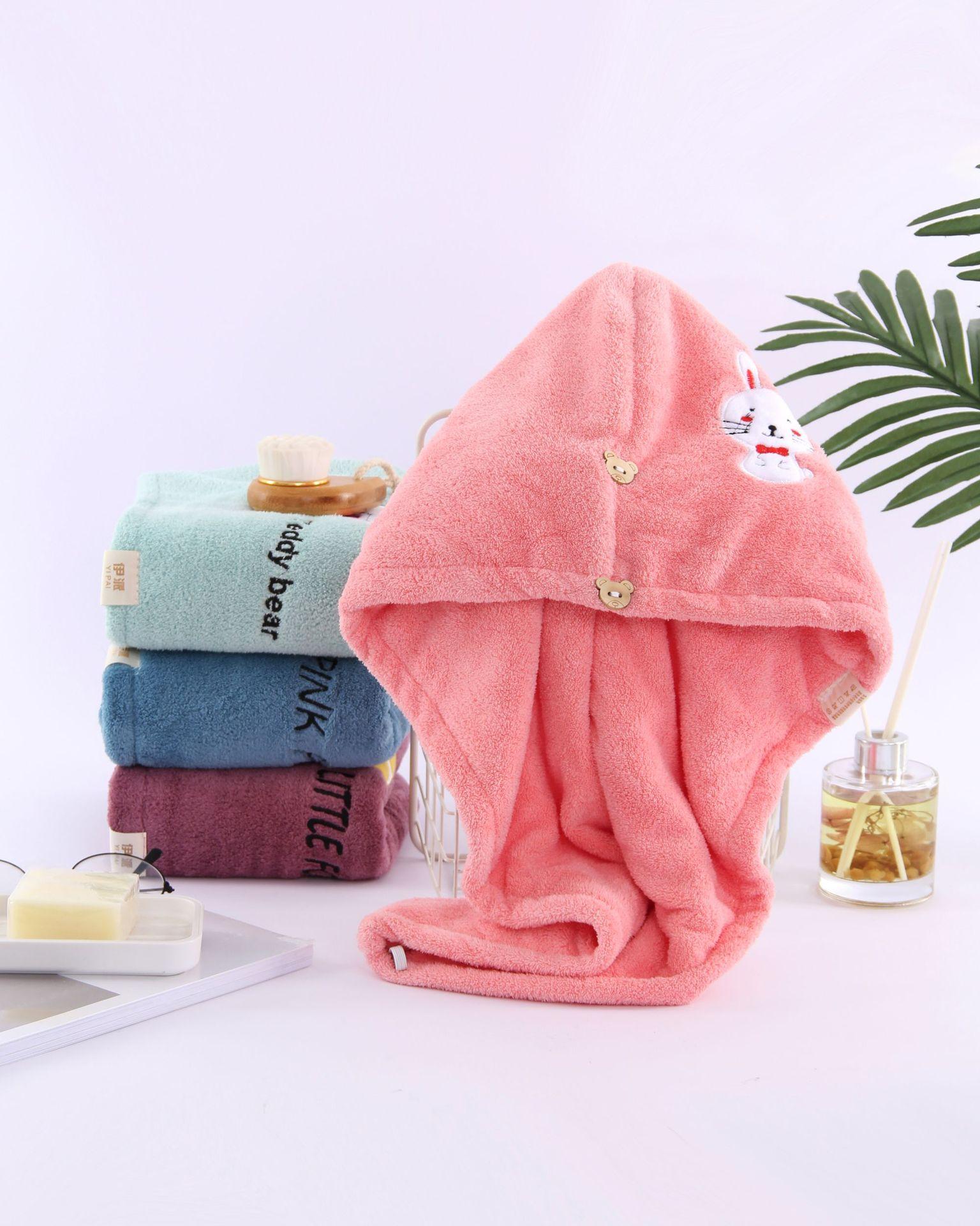 新品珊瑚绒干发帽超细纤维包头巾加厚洗头毛巾吸水速干浴帽纯色