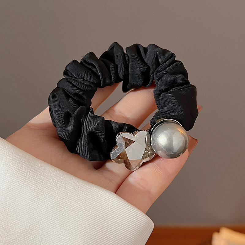 珍珠蝴蝶结发绳女高级感缎面扎马尾小肠圈韩国简约高弹力头绳皮筋
