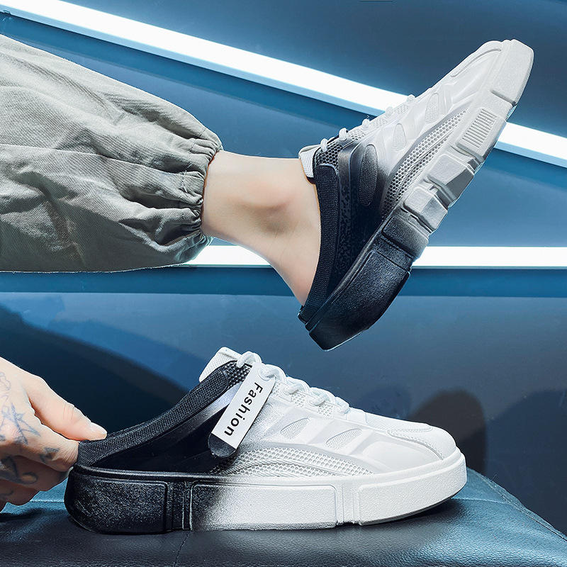 包头半拖鞋男夏季透气网面运动休闲凉鞋防滑防臭男士外穿沙滩凉拖