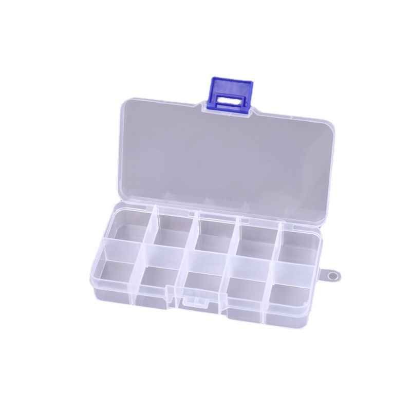 Transparent Pp10 Grid Detachable Plastic Box 10 Grid Jewelry Organize Storage Storage Box Electronic Components Fishing Gear Small Box