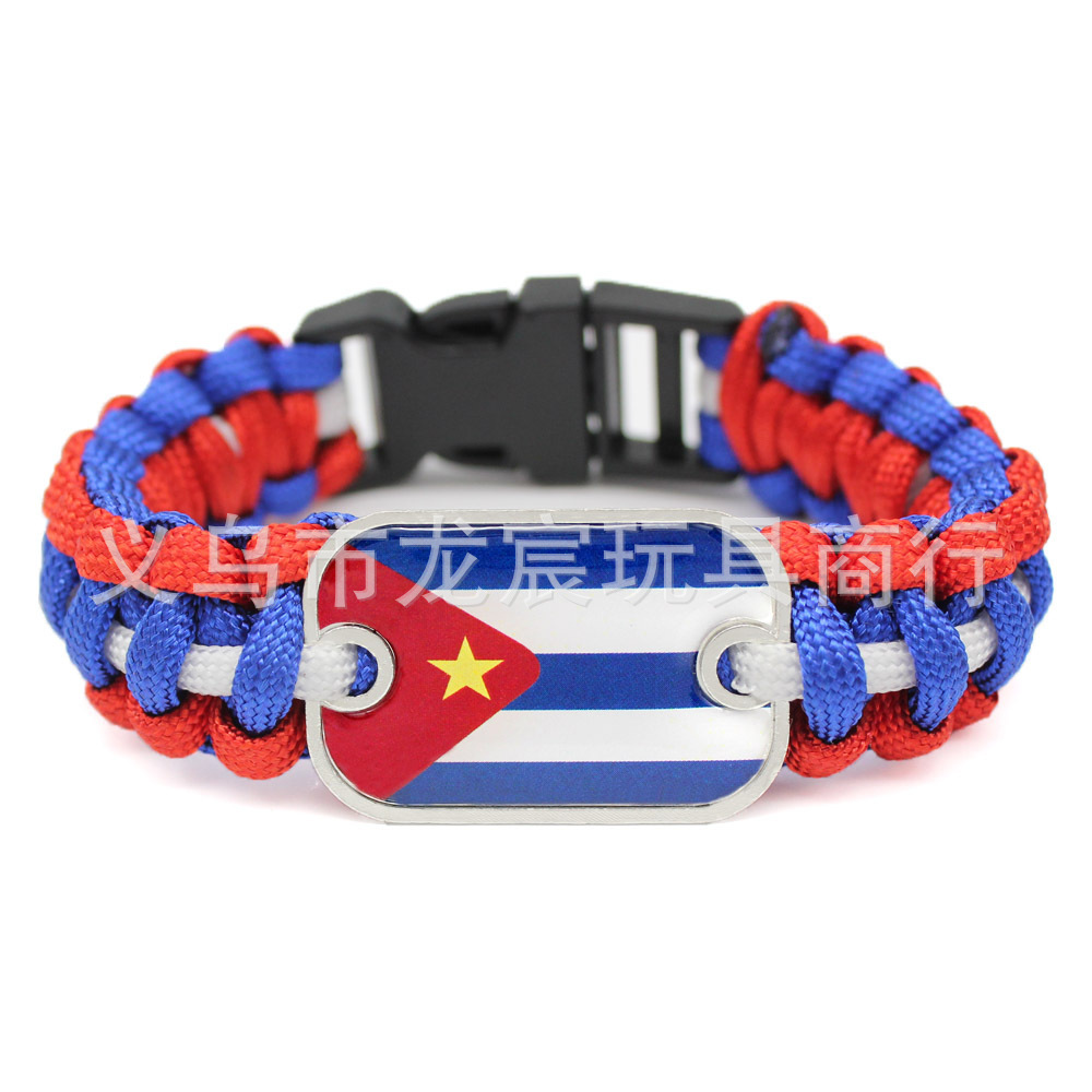 Supply National Flag Bracelet Argentina National Flag Parachute Cord Woven Bracelet Outdoor Life-Saving Bracelet