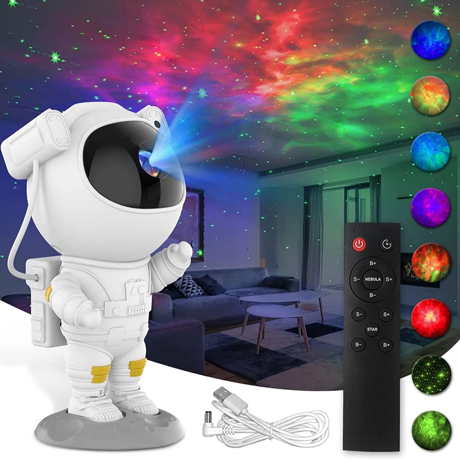 Cross-Border Astronaut Starry Sky Projection Lamp Starry Sky Bedroom Ceiling Lamp Spaceman Decoration Starry Sky Lamp