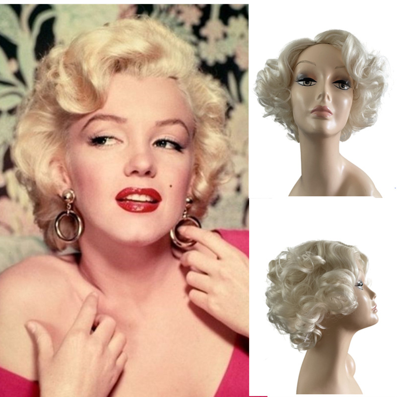 欧美假发女短卷发玛丽莲梦露同款cos动漫 金色时尚 亚马逊 速卖通