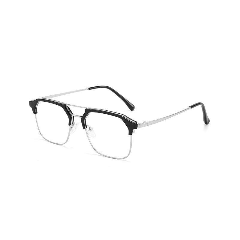 New Retro Semi-Rimless Myopia Glasses Online Influencer Fashion Anti-Blue Light Glasses Frame Korean Myopia Glasses with Degrees