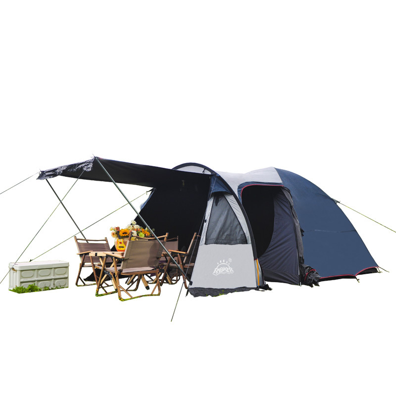 outdoor one bedroom one living room portable multi-person vinyl tent canopy camping plus-sized double layer rainproof sun-proof family