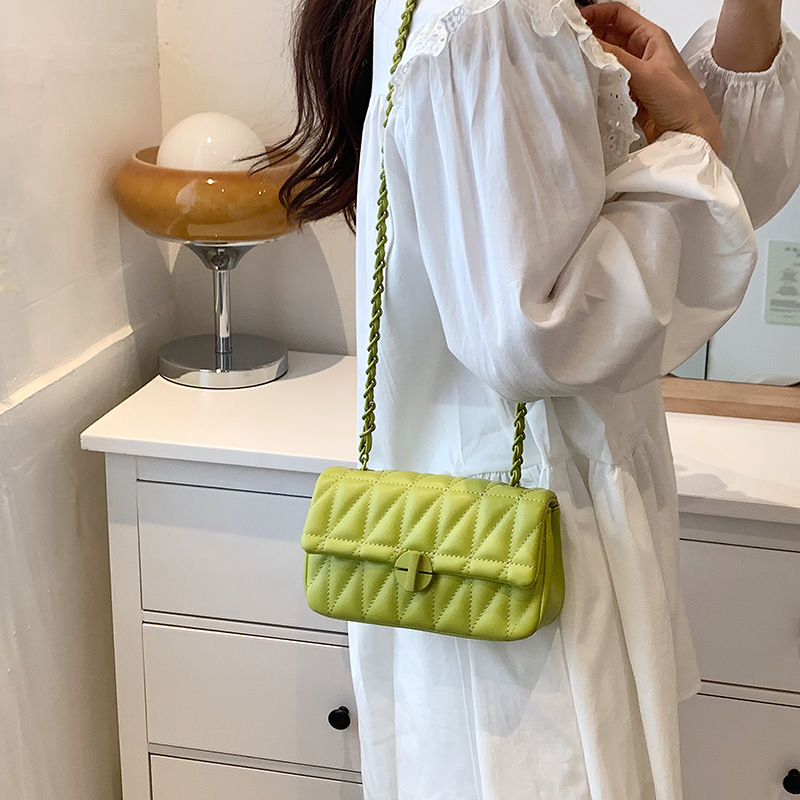 Bag for Women Bags2022 Spring New Trendy Rhombus Embroidery Line Small Square Bag Stylish Good Texture Chain Shoulder Messenger Bag