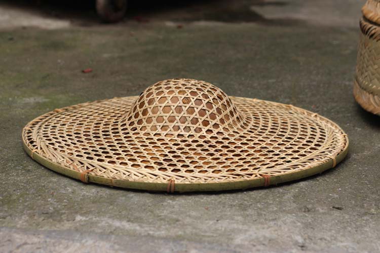 竹质工艺品竹叶斗笠帽竹编钓鱼帽红军斗笠帽帽道具遮阳帽帽蓑衣帽