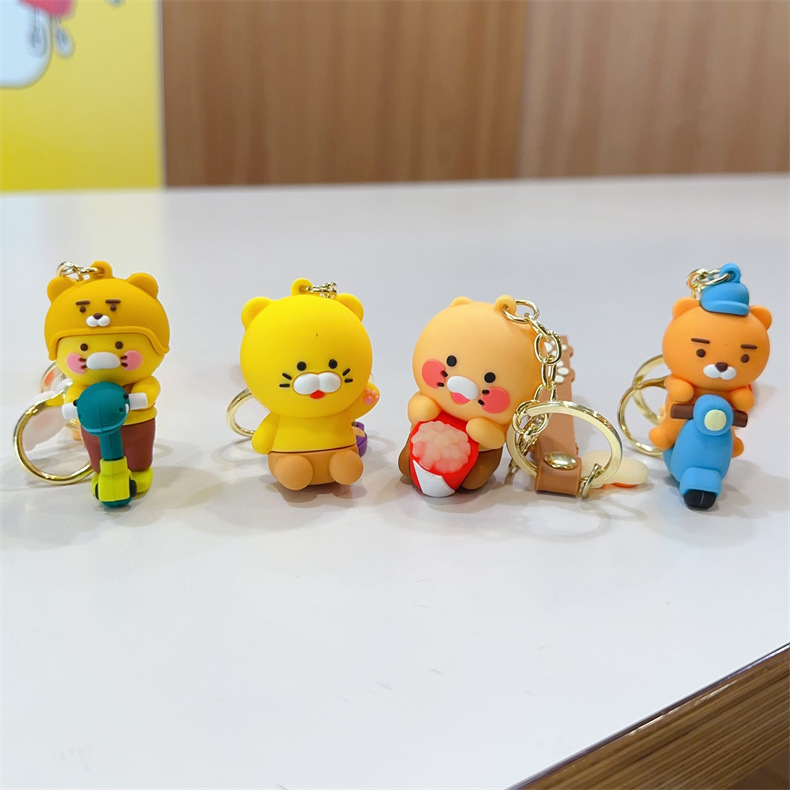 New Cute Style South Korea Kakao Bear Keychain Cartoon Doll Schoolbag Pendant Car Key Chain Crane Machine