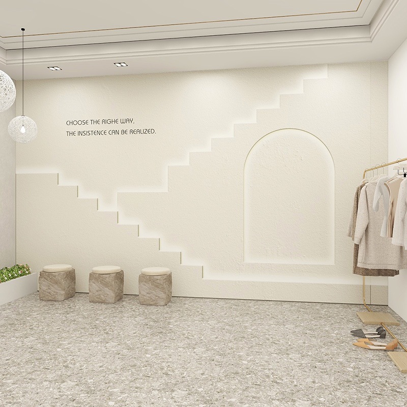 3d立体直播间造型背景墙壁纸极简轻奢服装店装饰高级感墙纸女装店
