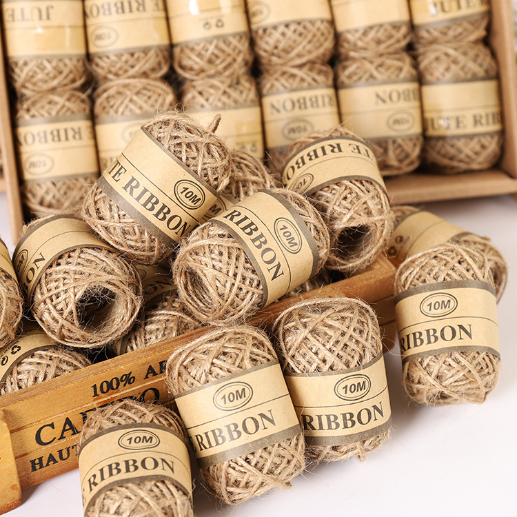 Factory Direct Sales 10 M Natural Color Hemp Rope DIY Hand-Woven Hemp Rope Decorations Hemp Rope Binding Rope Props