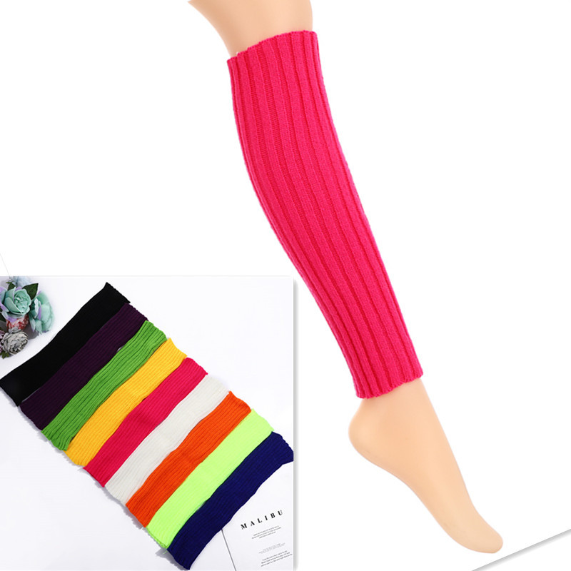 Autumn and Winter Warm Colorful Vertical Stripes Wool Knitted Leg Warmers Women's Foot Warmer Accessories Party Thick Leg Warmer Stockings