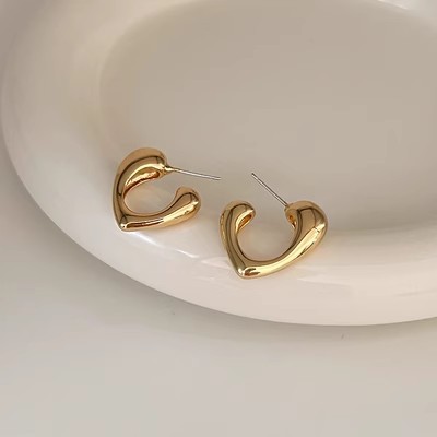 Gold-Plated S925 Sterling Silver Needle 2023 New Metal Earrings Niche Design Cold Style Elegant High-End Earrings