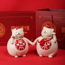 创意卡通大喜猫摆件家居饰品结婚生日礼物送闺蜜新人情侣礼品